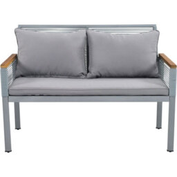 Fenchilin Garden Lounge Set Double Sofa 2 Airchairs With Table Rattan And Metal Frame Grey - thumbnail 6