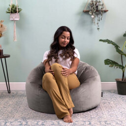 icon Kingston Classic Velvet Bean Bag Chair Charcoal Grey Bean Bags - thumbnail 2