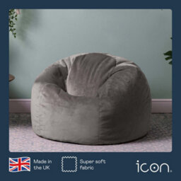 icon Kingston Classic Velvet Bean Bag Chair Charcoal Grey Bean Bags - thumbnail 5