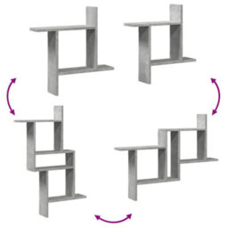 Walplus Wall Shelves 2 Pcs Concrete Grey 50X12X50 Cm Engineered Wood - thumbnail 7