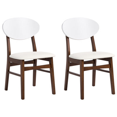 Beliani Set Of 2 Dining Chairs Amery Wood Off-White/ Brown - image 1