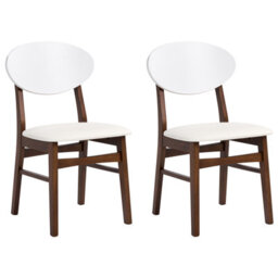 Beliani Set Of 2 Dining Chairs Amery Wood Off-White/ Brown - thumbnail 1