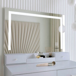 CARME Home Sophia Grey Dressing Table With Touch Sensor Led Mirror - thumbnail 3