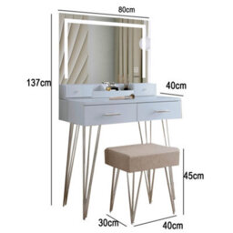 CARME Home Sophia Grey Dressing Table With Touch Sensor Led Mirror - thumbnail 6