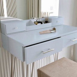CARME Home Sophia Grey Dressing Table With Touch Sensor Led Mirror - thumbnail 4