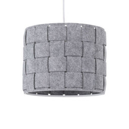 First Choice Lighting Set Of 2 Warner Grey Felt Weave Easy Fit Pendant Shades - thumbnail 5