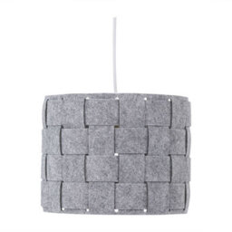 First Choice Lighting Set Of 2 Warner Grey Felt Weave Easy Fit Pendant Shades - thumbnail 2
