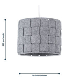 First Choice Lighting Set Of 2 Warner Grey Felt Weave Easy Fit Pendant Shades - thumbnail 8