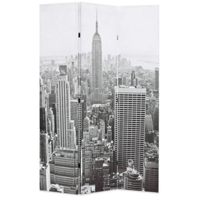 Berkfield Folding Room Divider 120X170 Cm New York By Day Black And White - image 1