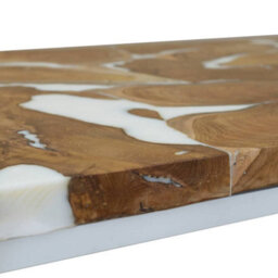 Berkfield Durable Coffee Table Teak Resin 110X60X40 Cm White And Brown - thumbnail 8
