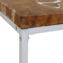 Berkfield Durable Coffee Table Teak Resin 110X60X40 Cm White And Brown - thumbnail 9