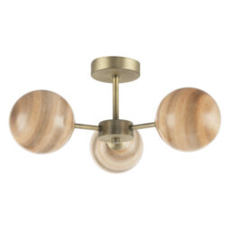 Happy Homewares Designer Antique Brass Ceiling Light With Stripe Marble Glass Shades - thumbnail 4