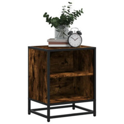 Berkfield Bedside Cabinet Smoked Oak 40X31X50 Cm Engineered Wood And Metal - thumbnail 4