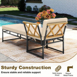 Gainoom 2 Pieces Beige Patio Furniture Set Outdoor Metal Chaise Lounge Chair - thumbnail 5