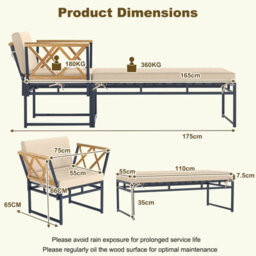 Gainoom 2 Pieces Beige Patio Furniture Set Outdoor Metal Chaise Lounge Chair - thumbnail 2