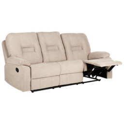 Beliani Manual Recliner Sofa 3 Seater Bergen Fabric Beige