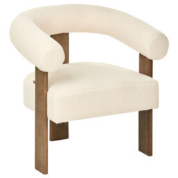 Beliani Armchair Ilbro Boucle Off-White/ Dark Brown - thumbnail 4