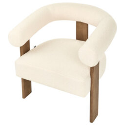 Beliani Armchair Ilbro Boucle Off-White/ Dark Brown - thumbnail 7