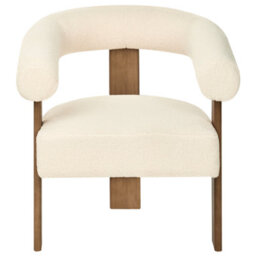 Beliani Armchair Ilbro Boucle Off-White/ Dark Brown - thumbnail 5