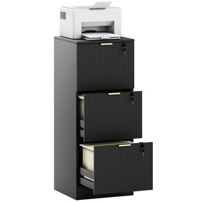 Filing Cabinet, File Cabinet With 3 Lockable Drawers And Hanging Rails - image 1