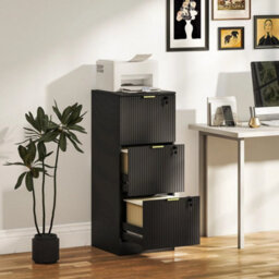 Filing Cabinet, File Cabinet With 3 Lockable Drawers And Hanging Rails - thumbnail 3
