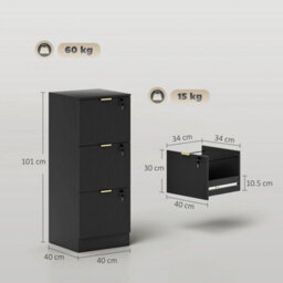 Filing Cabinet, File Cabinet With 3 Lockable Drawers And Hanging Rails - thumbnail 2