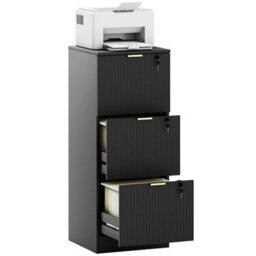 Filing Cabinet, File Cabinet With 3 Lockable Drawers And Hanging Rails - thumbnail 1