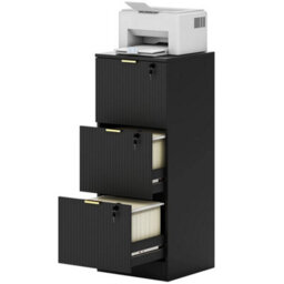 Filing Cabinet, File Cabinet With 3 Lockable Drawers And Hanging Rails - thumbnail 4