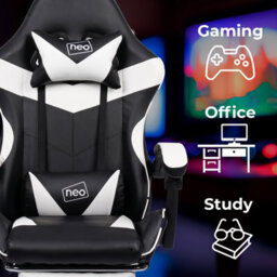 Neo White Leather Massage Recliner Computer Gaming Office Chair With Footrest - thumbnail 5