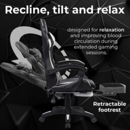 Neo White Leather Massage Recliner Computer Gaming Office Chair With Footrest - thumbnail 3