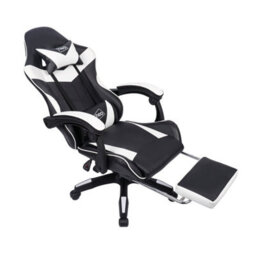 Neo White Leather Massage Recliner Computer Gaming Office Chair With Footrest - thumbnail 6