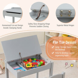 Costway Kids Table And Chair Set Children Wooden Activity Table Set W/ Drawer & Flip Top - thumbnail 8