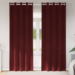 Berkfield Blackout Curtains With Eyelets 2 Pcs Wine Red Velvet