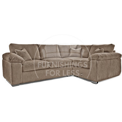 Furnishings For Less UK Delta Large Coffee 4 Seater Corner Sofa Right Hand Facing Jumbo Cord L Shape