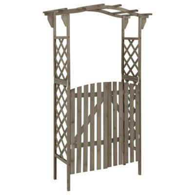 Vidaxl Pergola With Gate 116X40X204 Cm Grey Solid Firwood Pergolas - image 1