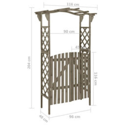 Vidaxl Pergola With Gate 116X40X204 Cm Grey Solid Firwood Pergolas - thumbnail 6