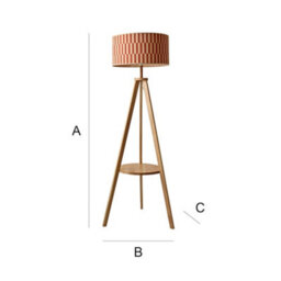 Valuelights Morrigan Shelf Tripod Floor Lamp With Orange Checkerboard Bamboo Shade - thumbnail 7