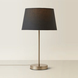 Valuelights Charles Brushed Chrome Table Lamp With Grey Tapered Shade And Bulb - thumbnail 6