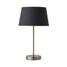 Valuelights Charles Brushed Chrome Table Lamp With Grey Tapered Shade And Bulb - thumbnail 2