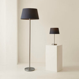 Valuelights Charles Brushed Chrome Table Lamp With Grey Tapered Shade And Bulb - thumbnail 7