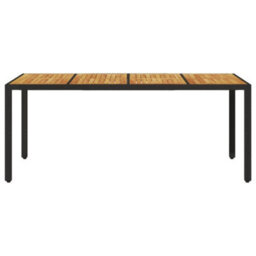 Berkfield Garden Table With Acacia Wood Top Black 190X90X75 Cm Poly Rattan - thumbnail 4