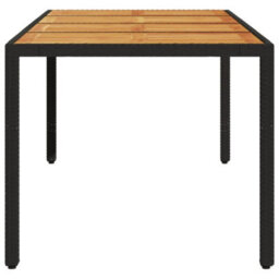 Berkfield Garden Table With Acacia Wood Top Black 190X90X75 Cm Poly Rattan - thumbnail 5