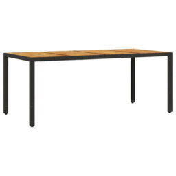 Berkfield Garden Table With Acacia Wood Top Black 190X90X75 Cm Poly Rattan - thumbnail 6