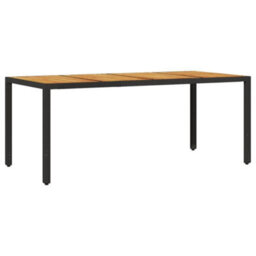 Berkfield Garden Table With Acacia Wood Top Black 190X90X75 Cm Poly Rattan - thumbnail 2