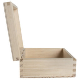 Woodeedoo Small Square Wooden Box With Hinged Lid Trinkets Jewellery Crafts Keepsakes Gifts Plain Decor Pine Diy 12 X 12 X 6 Cm - thumbnail 4