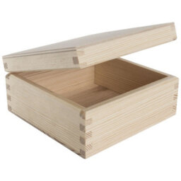 Woodeedoo Small Square Wooden Box With Hinged Lid Trinkets Jewellery Crafts Keepsakes Gifts Plain Decor Pine Diy 12 X 12 X 6 Cm - thumbnail 2