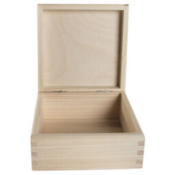 Woodeedoo Small Square Wooden Box With Hinged Lid Trinkets Jewellery Crafts Keepsakes Gifts Plain Decor Pine Diy 12 X 12 X 6 Cm - thumbnail 3