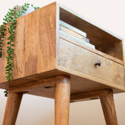 Tapromis Wide Nordic Wooden Bedside Table With Drawer And Shelf - thumbnail 8