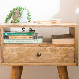 Tapromis Wide Nordic Wooden Bedside Table With Drawer And Shelf - thumbnail 5