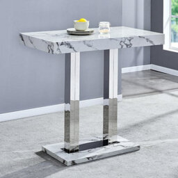 Furniture in Fashion Diva Marble Effect High Gloss Bar Table 4 Ripple White Stools - thumbnail 2